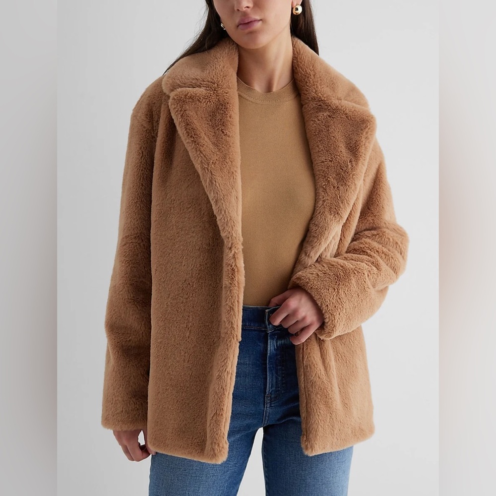 Express Faux Fur Coat in Pecan